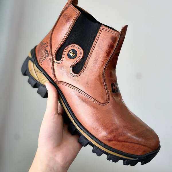 Botas masculinas de couro Caterpillar® Piso durável Macio e fácil de usar Perfeito para trabalhos agrícolas