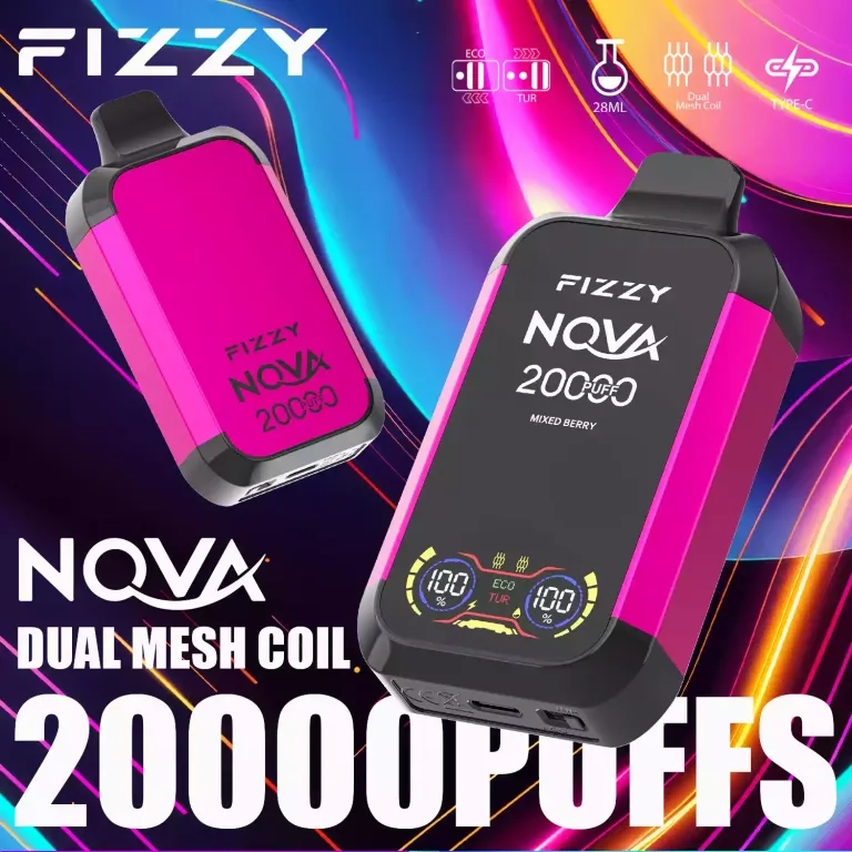 Fizzy Nova 20000 Puffs Dual Mesh LCD Screen Rechargeable Disposable Vapes Random Option (fast delivery)_3
