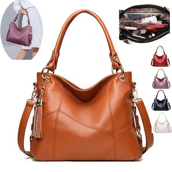 Nova bolsa de ombro de couro PU de grande capacidade