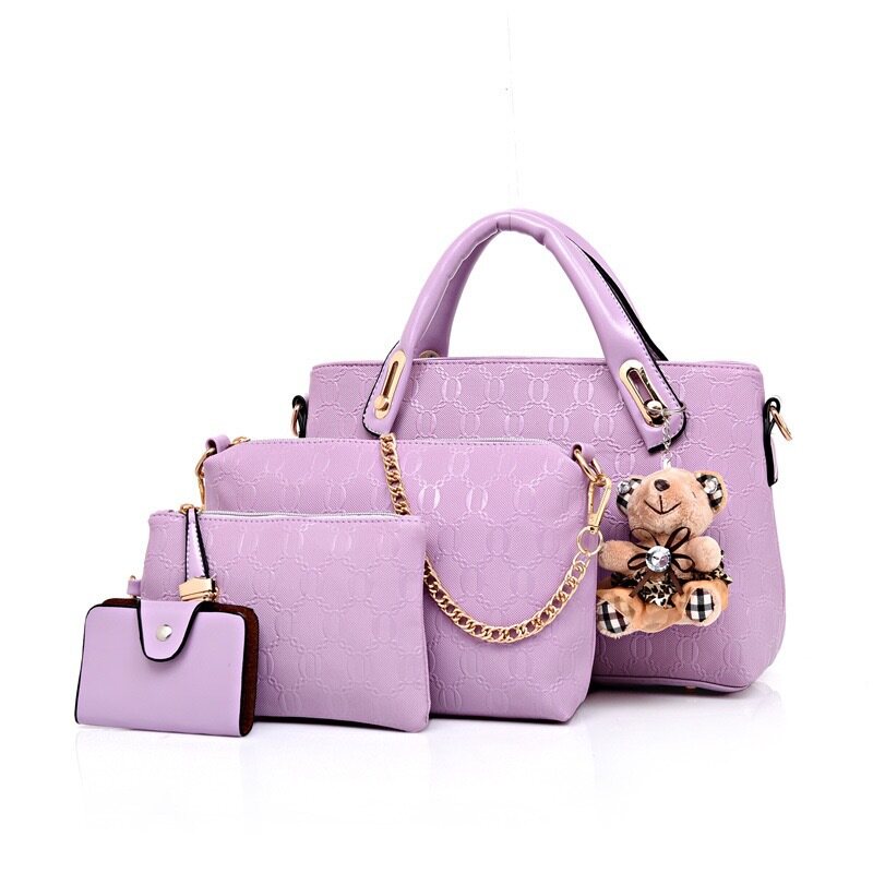 Bolsa elegante de quatro peças com charme de urso