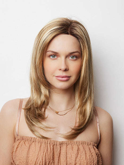 Layered side-parted straight hair
