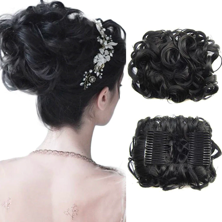 Extensão de coque de cabelo curto e encaracolado