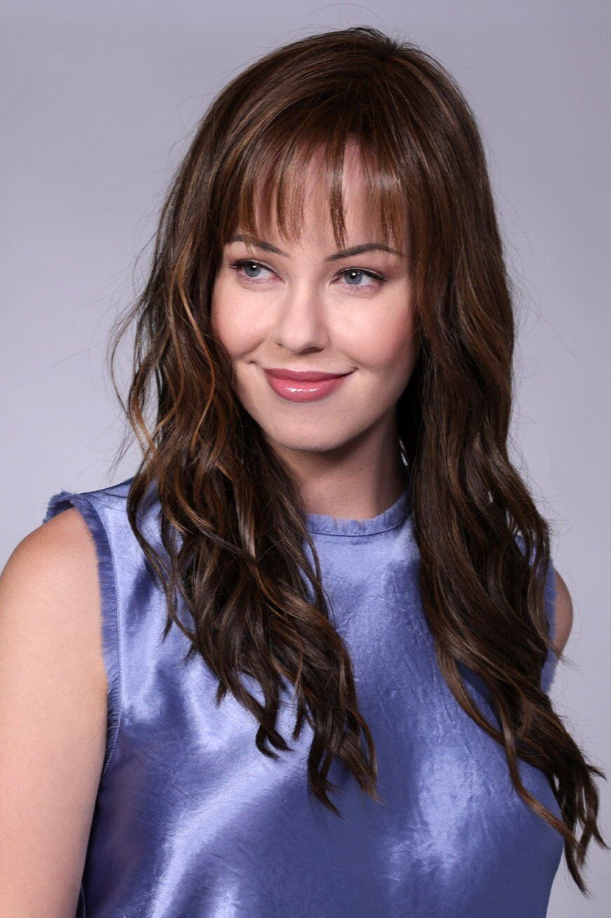Wavy curly hair with bangs