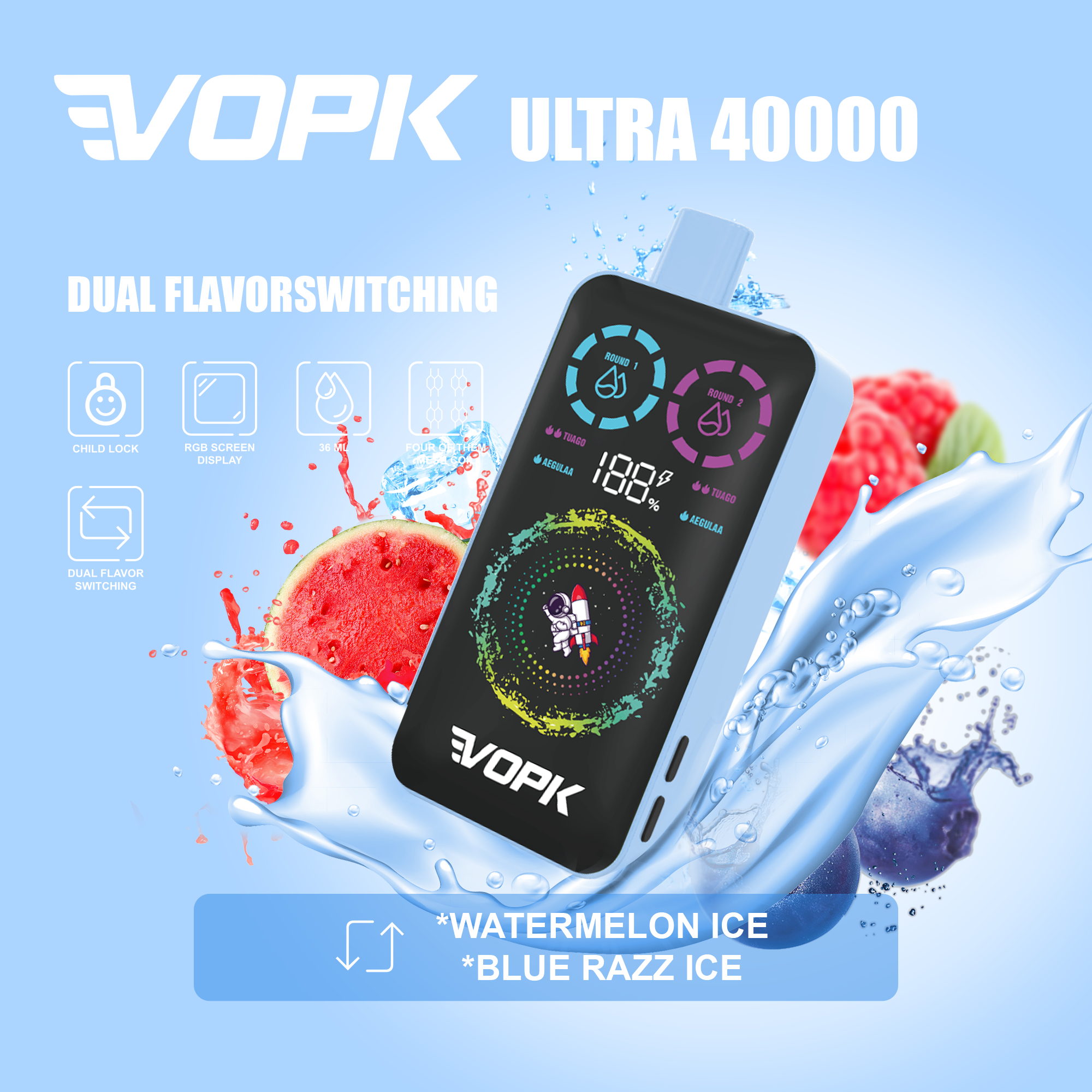 VOPK ULTRA 40000 Puffs Double Taste jednorazowe Vape - zaawansowane funkcje dla maksymalnej przyjemności B