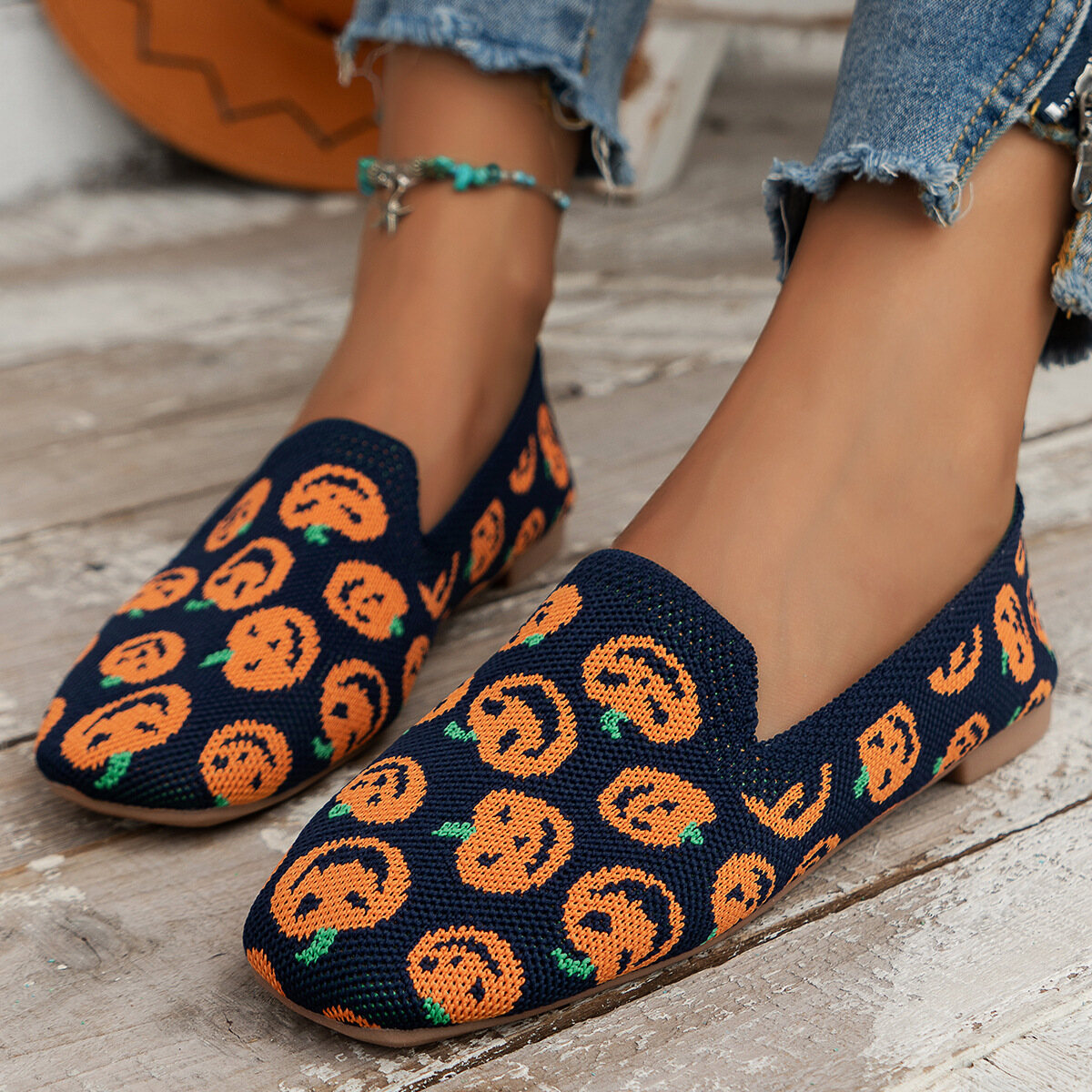 🔥Posledný deň ZĽAVA 49 % – Dámske priedušné mokasíny so štvorcovými špičkami, módne vonkajšie byty – pri kúpe 2 poštovné zdarma