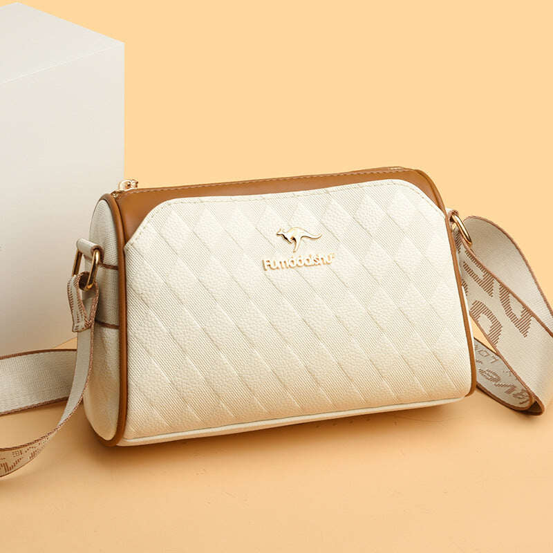BOLSA CROSSBODY DE 3 CAMADAS COM PADRÃO DE DIAMANTE ELEGANTE DE GRANDE CAPACIDADE