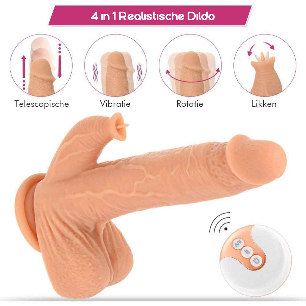 Dildo realista para estimulação do clitóris 4 em 1 com ventosa INS