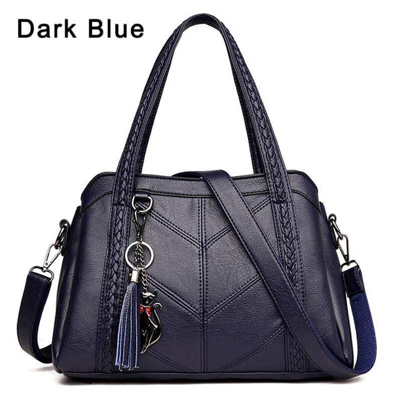 Bolsa de ombro de couro costurada na moda