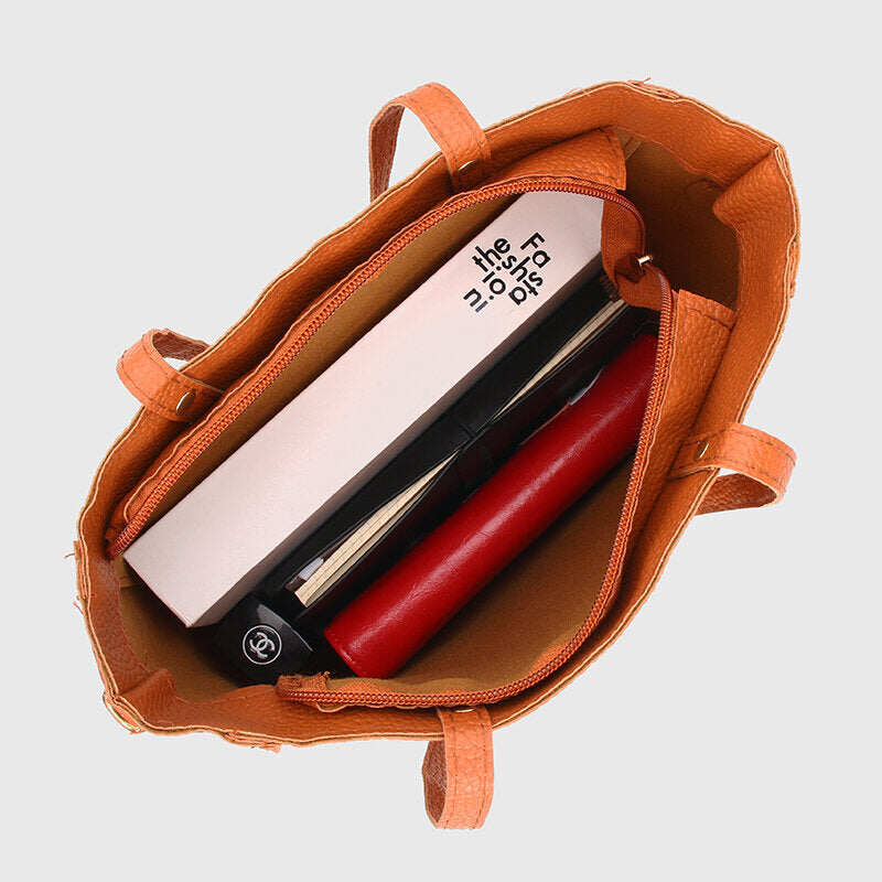 4 unidades de couro PU feminino com borla lazer bolsa crossbody bolsa fixa ex