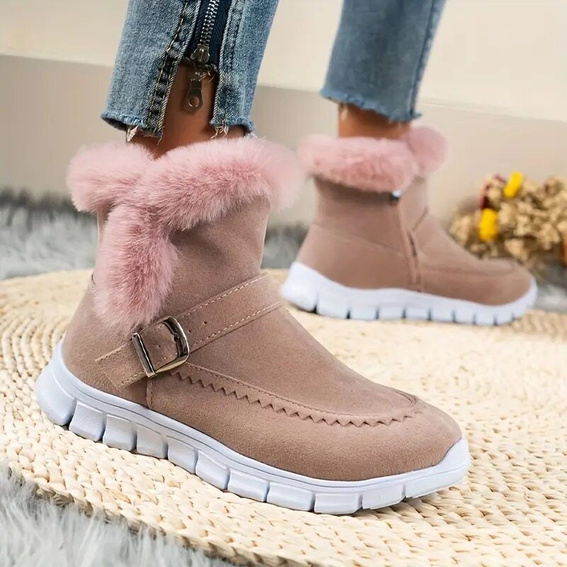 Botas de inverno, quentes para a neve, com zíper lateral