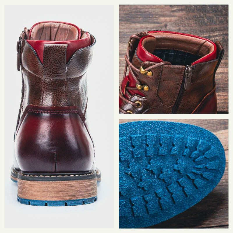 Botas de couro com cadarço 