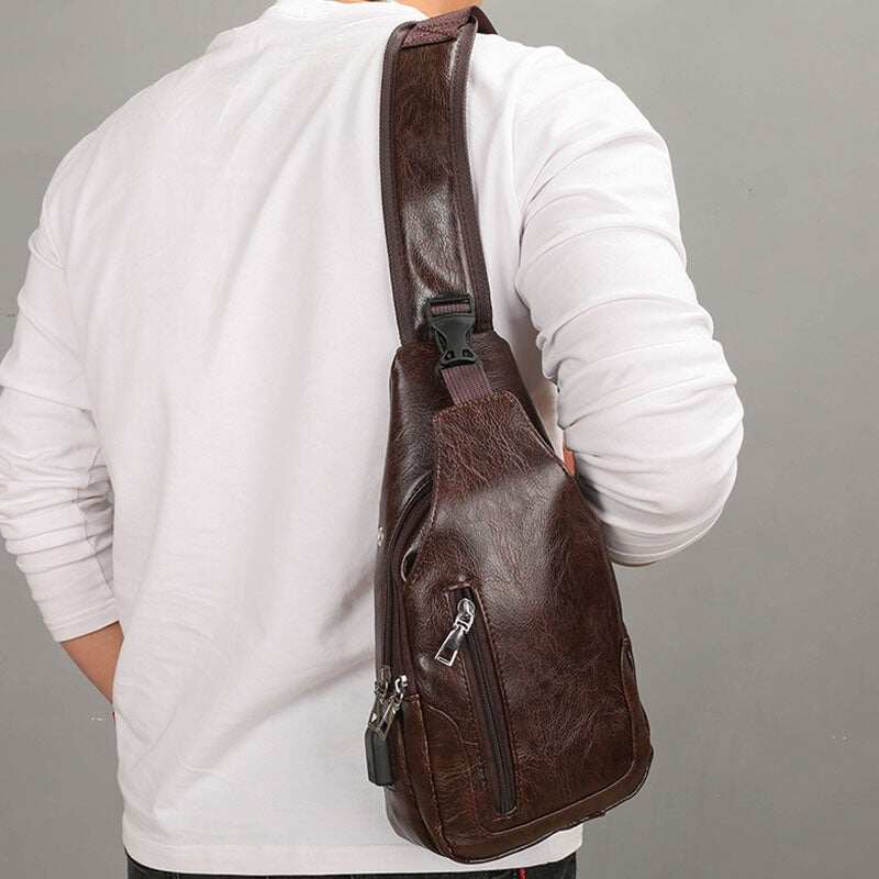Męska torba na klatkę piersiową z teksturą w stylu retro