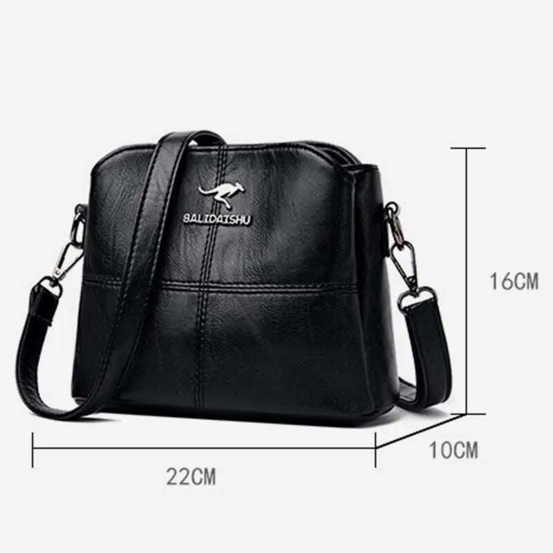 Carteiras e bolsas femininas, bolsa de ombro de couro genuíno com vários compartimentos