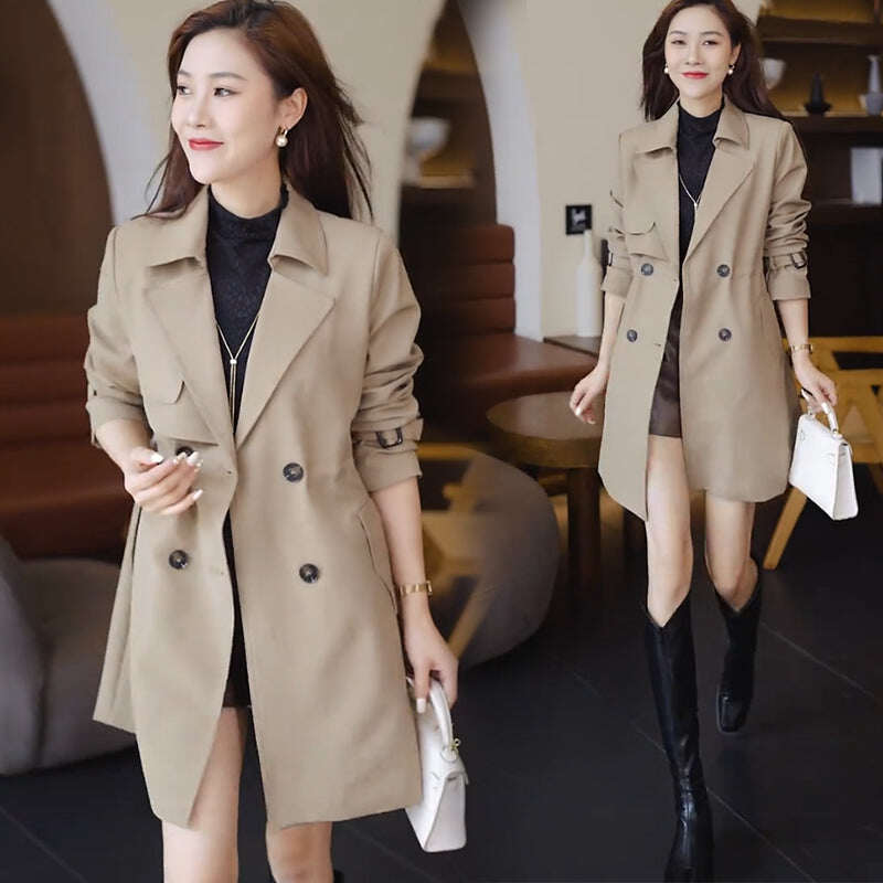❄️Promoções de inverno❄️ Trench coat confortável com cintura e lapelas