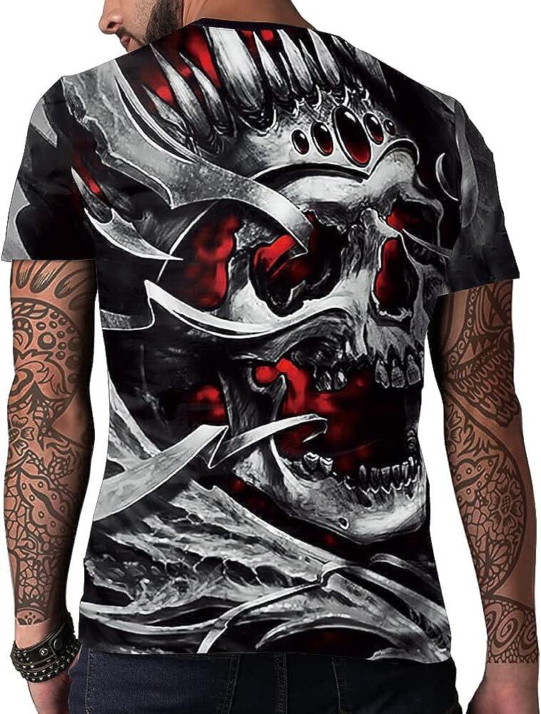 Men's 3D Print Skull T-Shirt 3D Creative Print Short Sleeve T-Shirt Casual Round Neck Novelty Street Fashion Tees Shirt