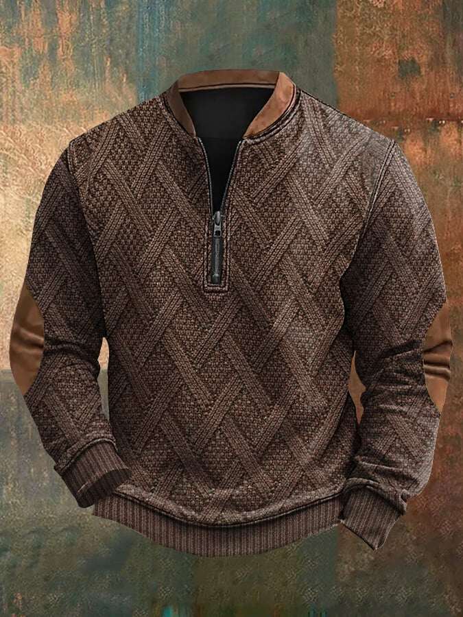 Moletom masculino com zíper e estampa retrô western