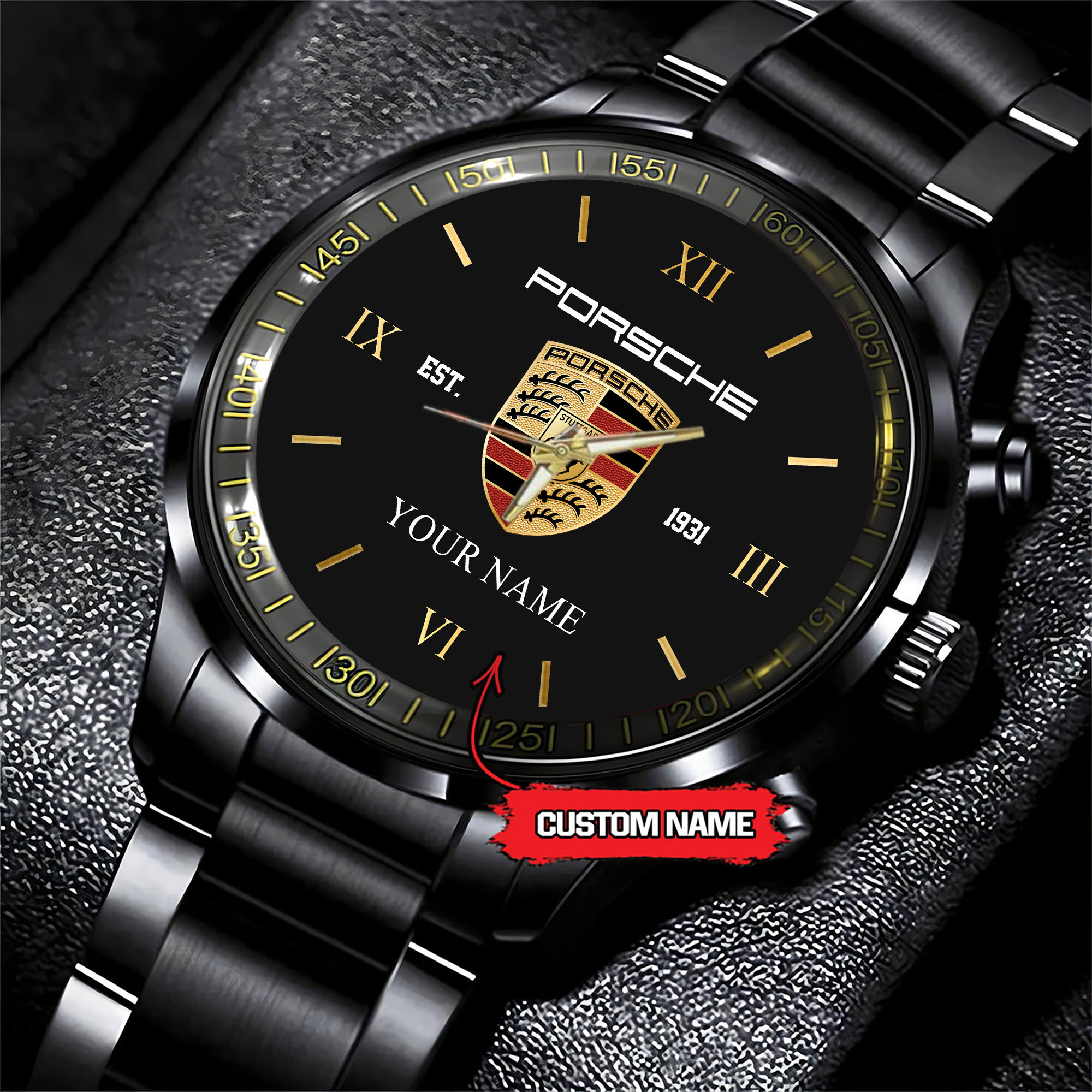 Porsche Custom Name Design de Moda Relógio VS1