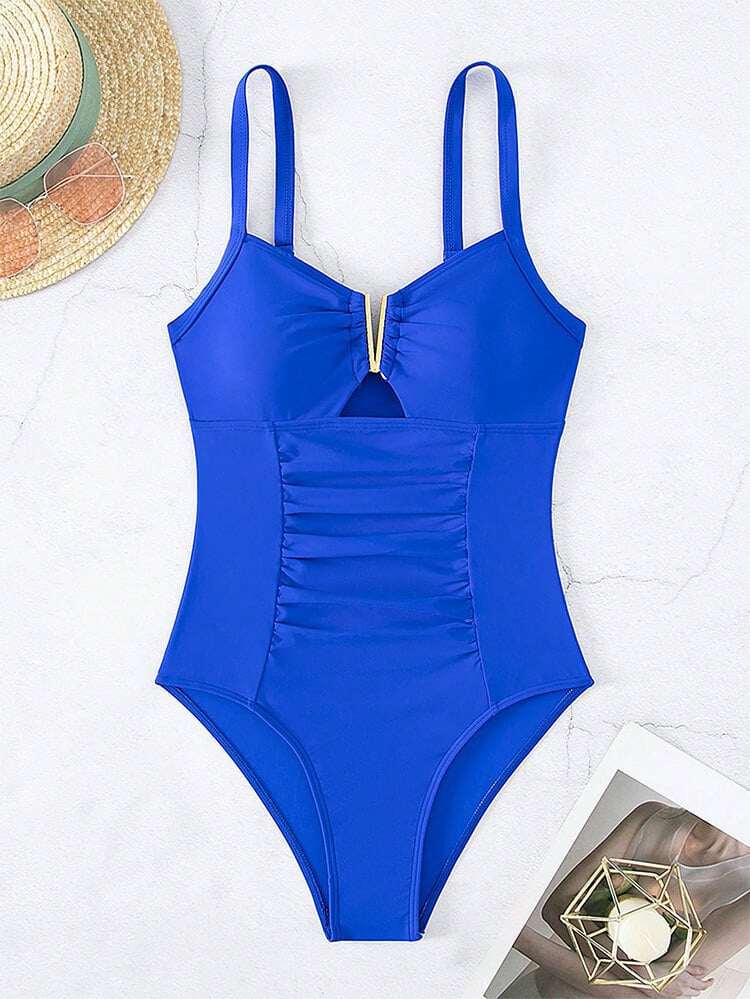 🩱 Hollowed-out Metal Decorations One-Piece Swimsuit
