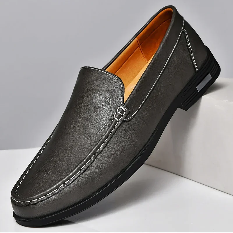 Mocassins masculinos de couro legítimo italiano