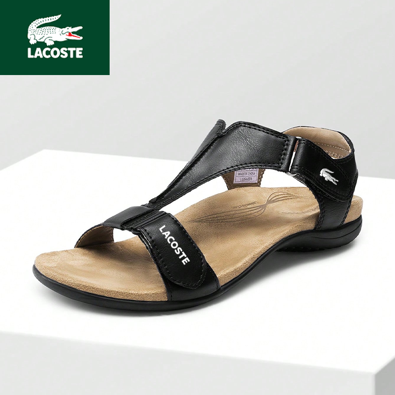 Novas sandálias de senhora em pele Lacoste