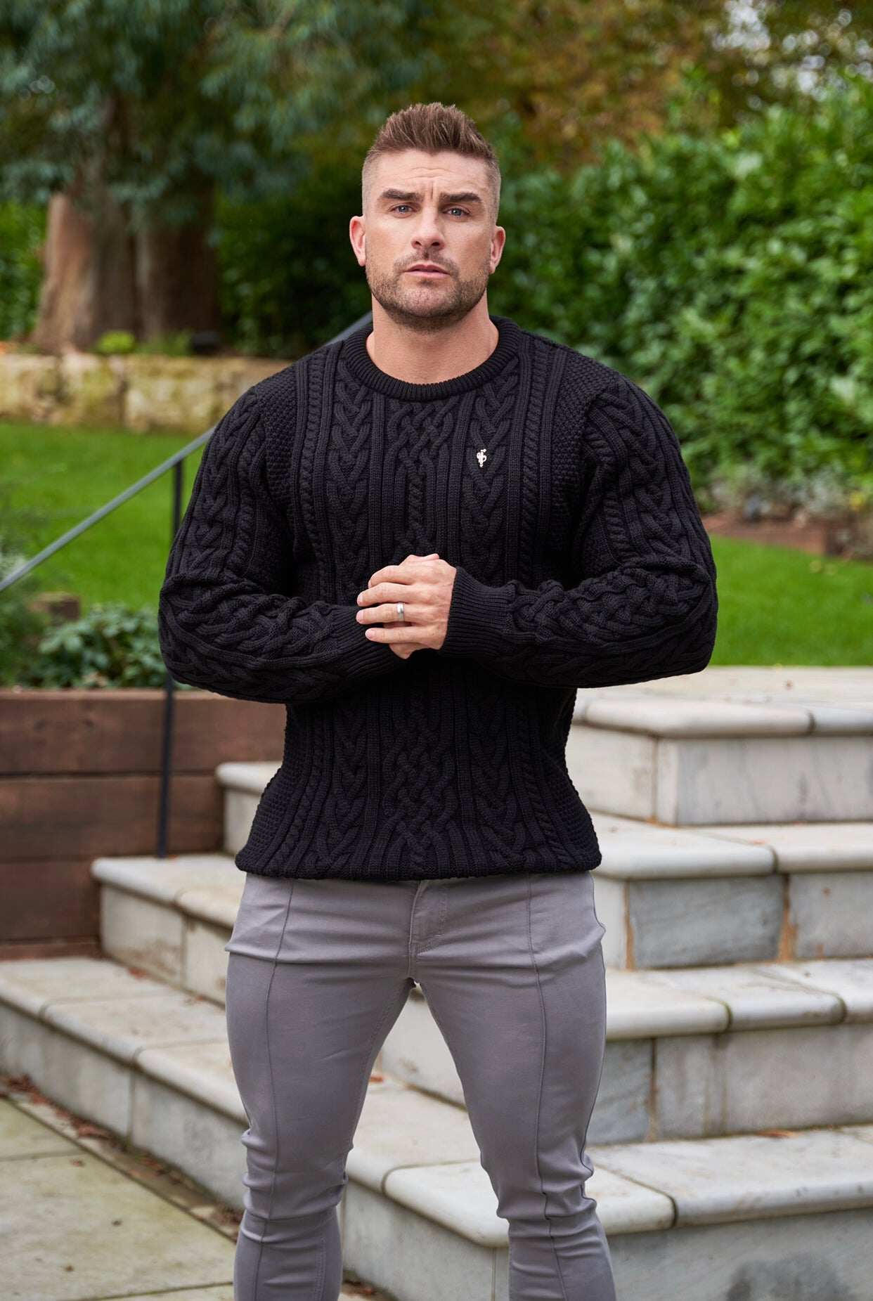 Slim Stretch Slate Grey Sateen Pintuck Trousers - FSH716