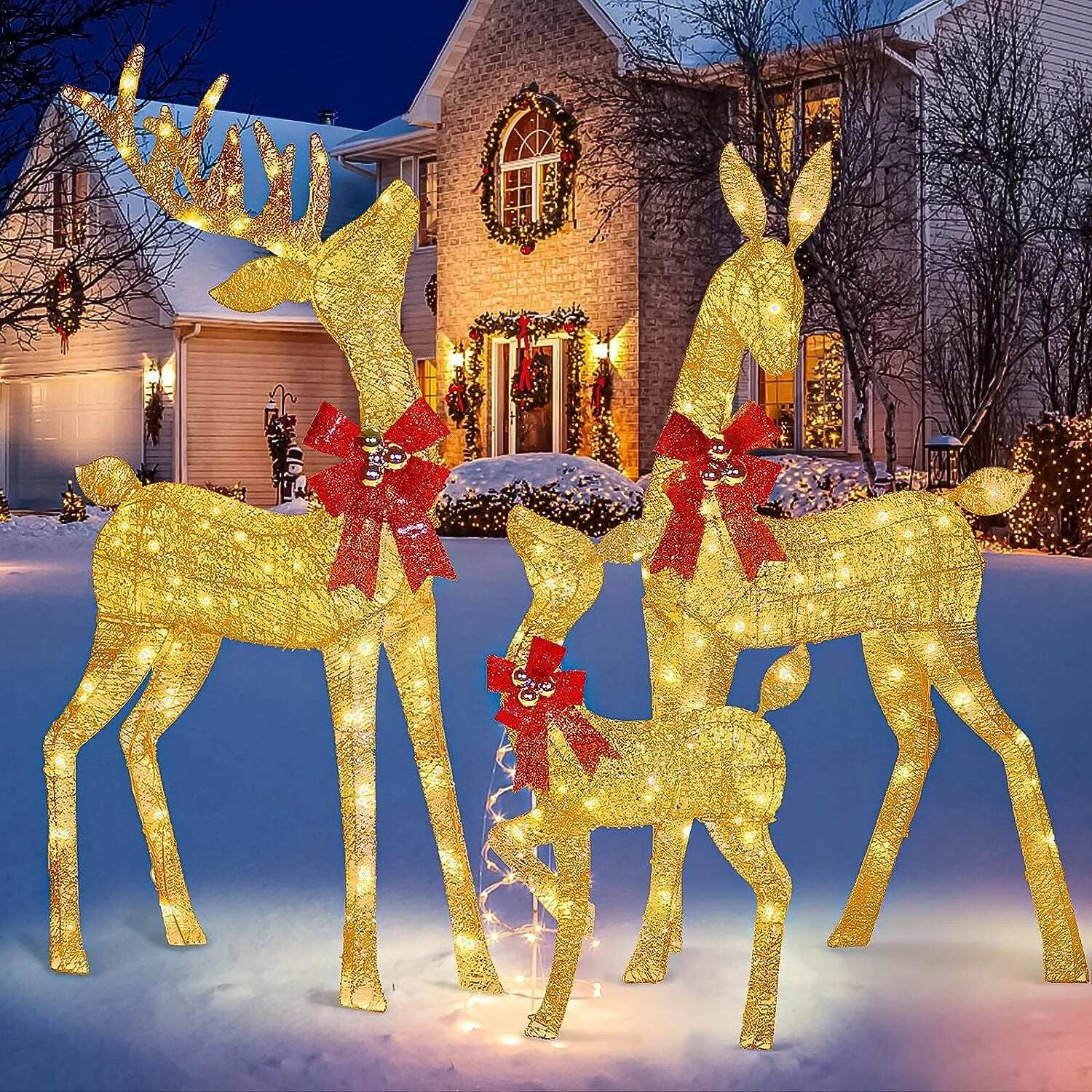 3-częściowy zestaw dekoracji LED Family Deer