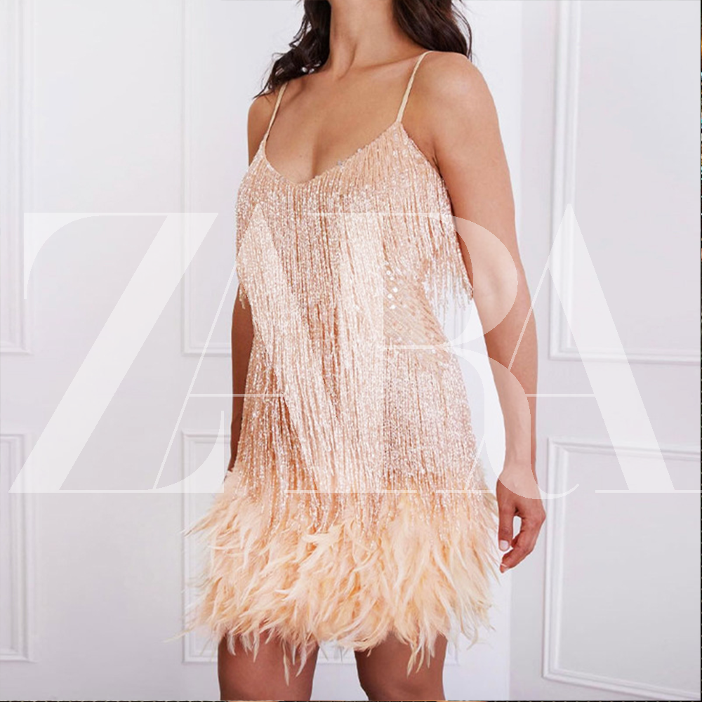 [ZARA]Sukienka typu slip z cekinami Luxe Tassel
