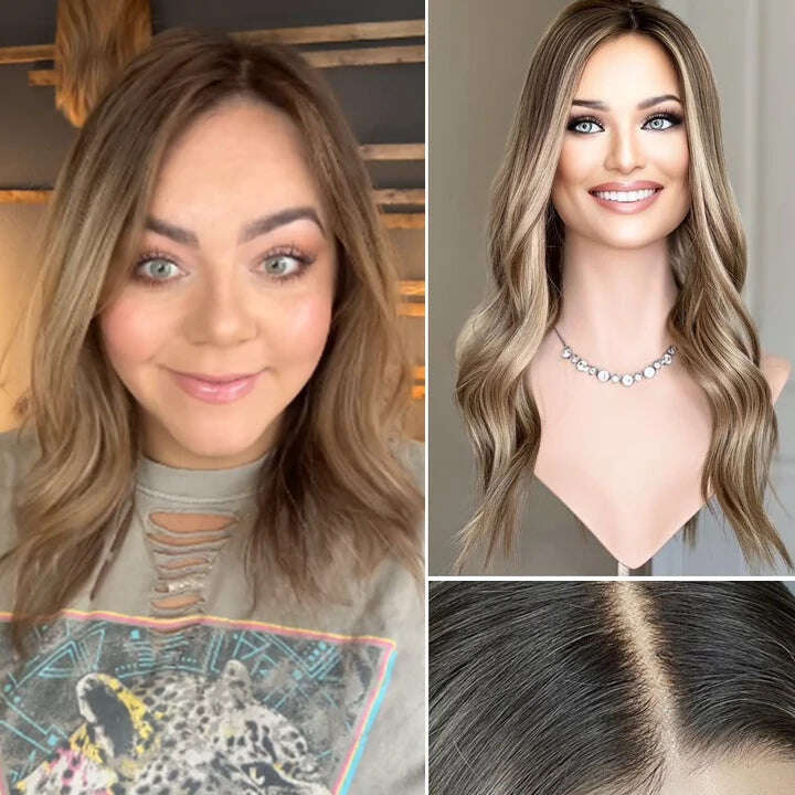 Lace Front Human Natural Hair Toppers for Women Add Fuller Hair Instantly