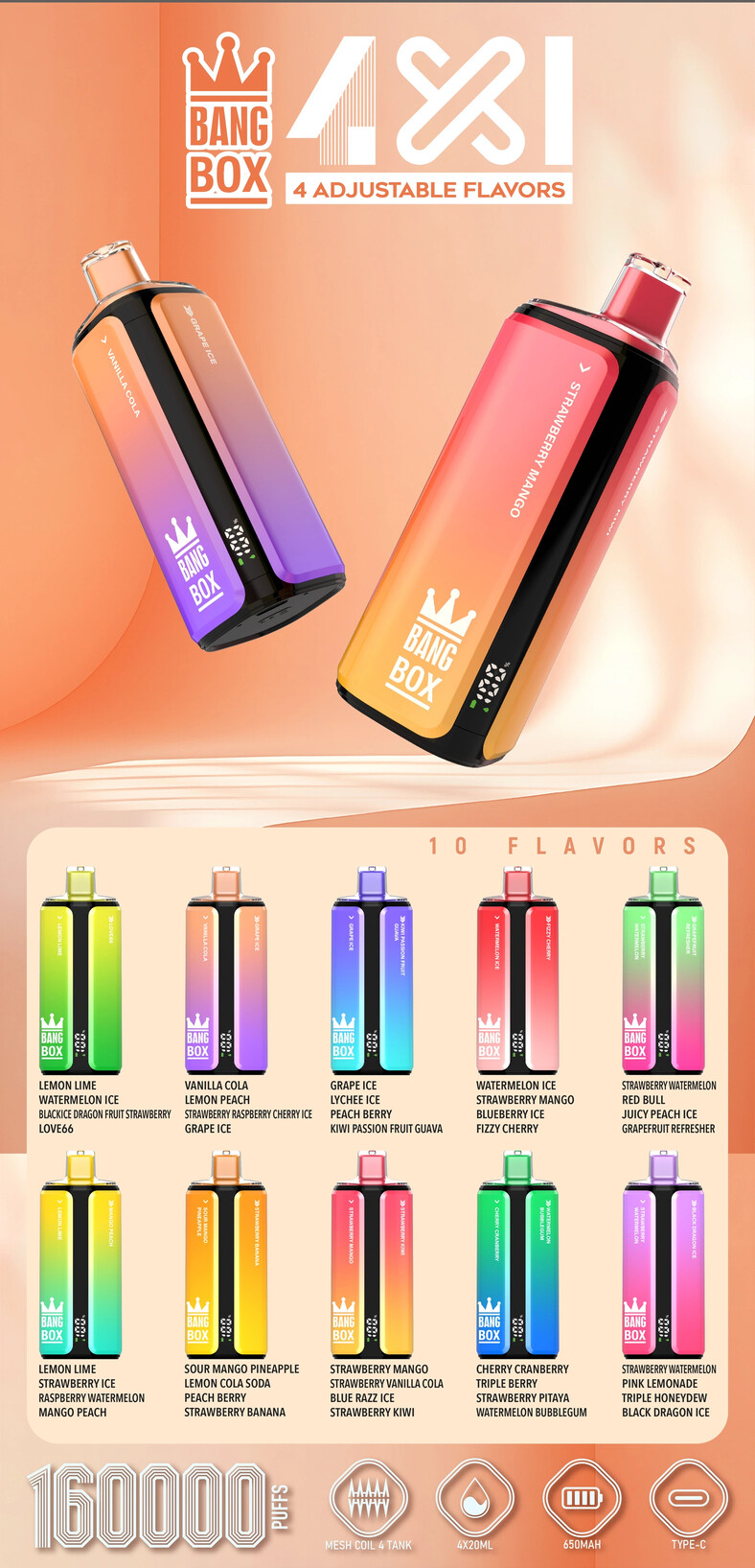 Bang Box 160.000 Puffs 4 em 1