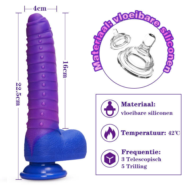 VALÓSÁGHŰ DILDO 3 TELESZKÓPOS 5 VIBRÁCIÓS FŰTÉS - 22,5 CM