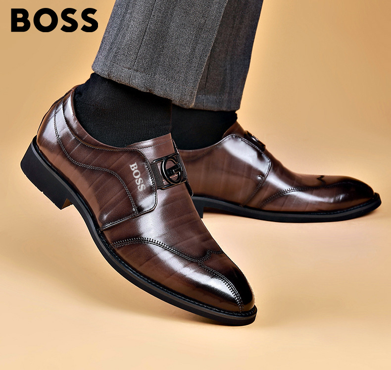 Buty skórzane BOSS® z haftowanym noskiem