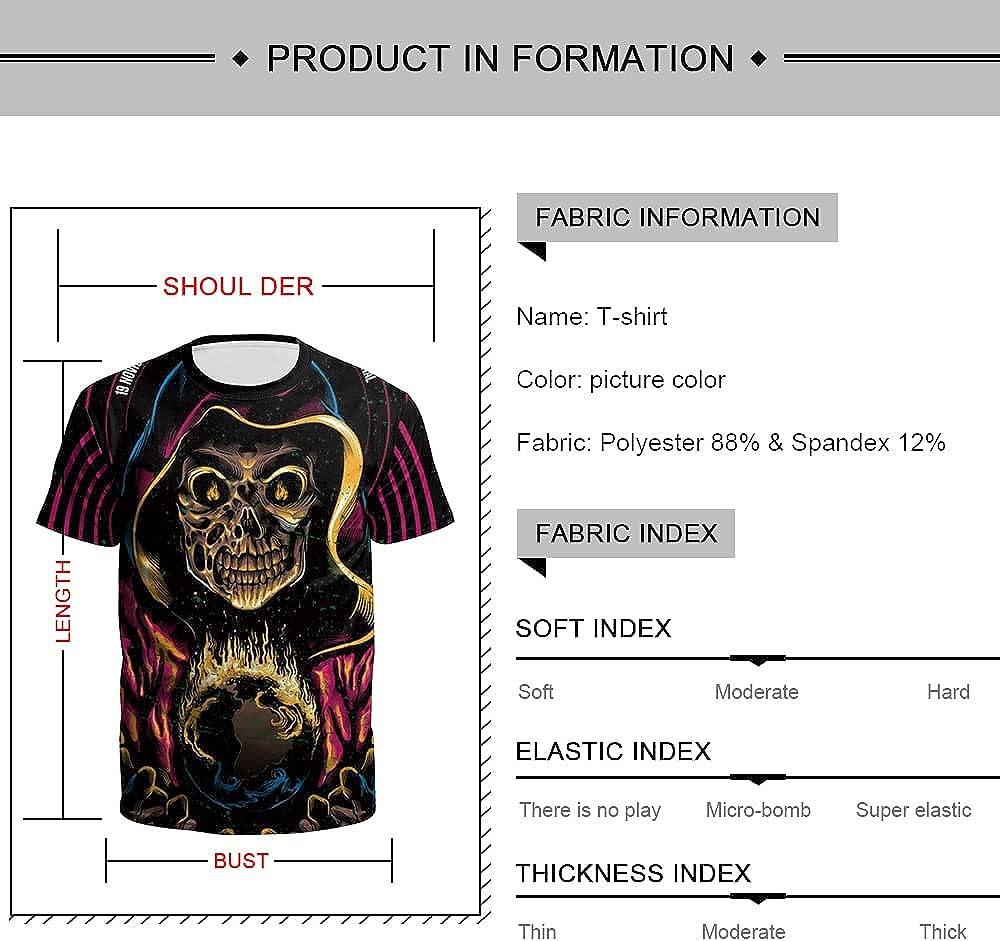 Men's 3D Print Skull T-Shirt 3D Creative Print Short Sleeve T-Shirt Casual Round Neck Novelty Street Fashion Tees Shirt