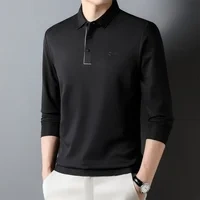 Nova camisa pólo empresarial e casual com mangas compridas e lapelas