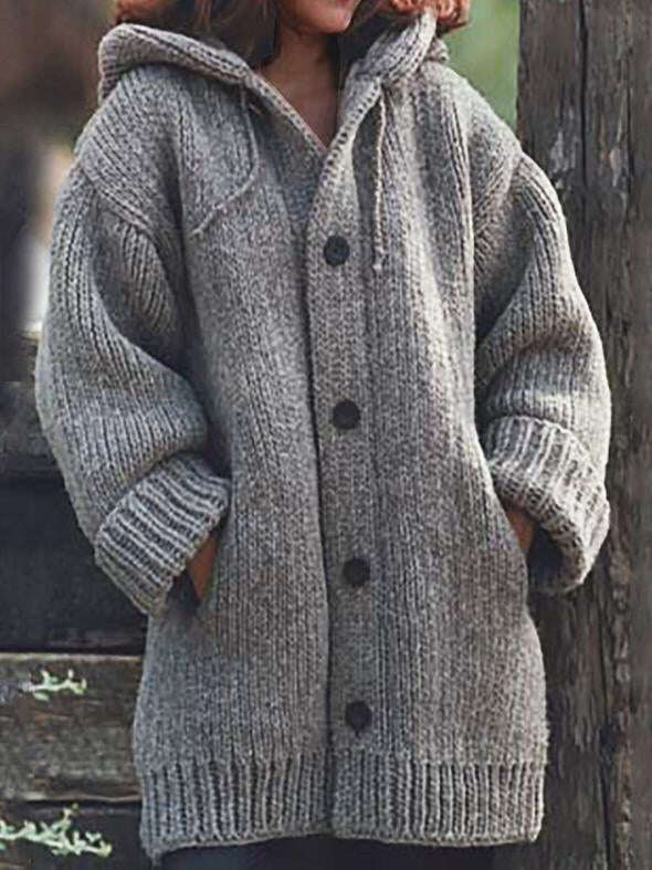 NOVO | COLETE MALHA COM BOTÕES COM CAPUZ