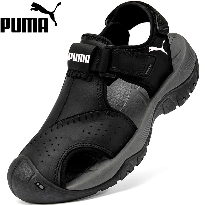 PUMA Sandały sportowe męskie z zamkniętymi palcami, skórzane, turystyczne, sportowe, spacerowe, na zewnątrz, na plażę, szlak, na rzekę, wędkarskie, do wody, lekkie, wygodne, wodoodporne