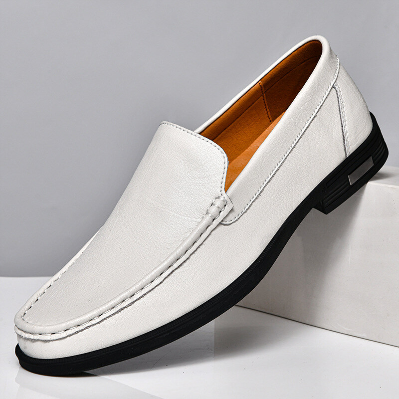 Mocassins masculinos de couro legítimo italiano