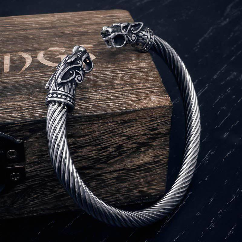 Гери и Фреки Вълча глава Торк Гривна - Неръждаема стомана