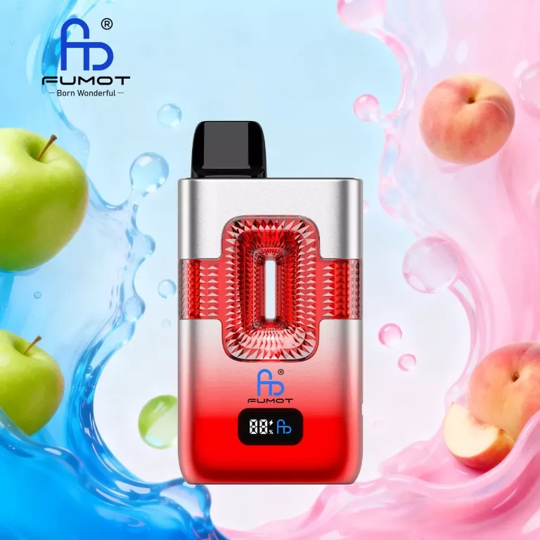 FUMOT ECO 2IN1 50K is a high-capacity rechargeable disposable vape Sour Apple & Juicy Peach