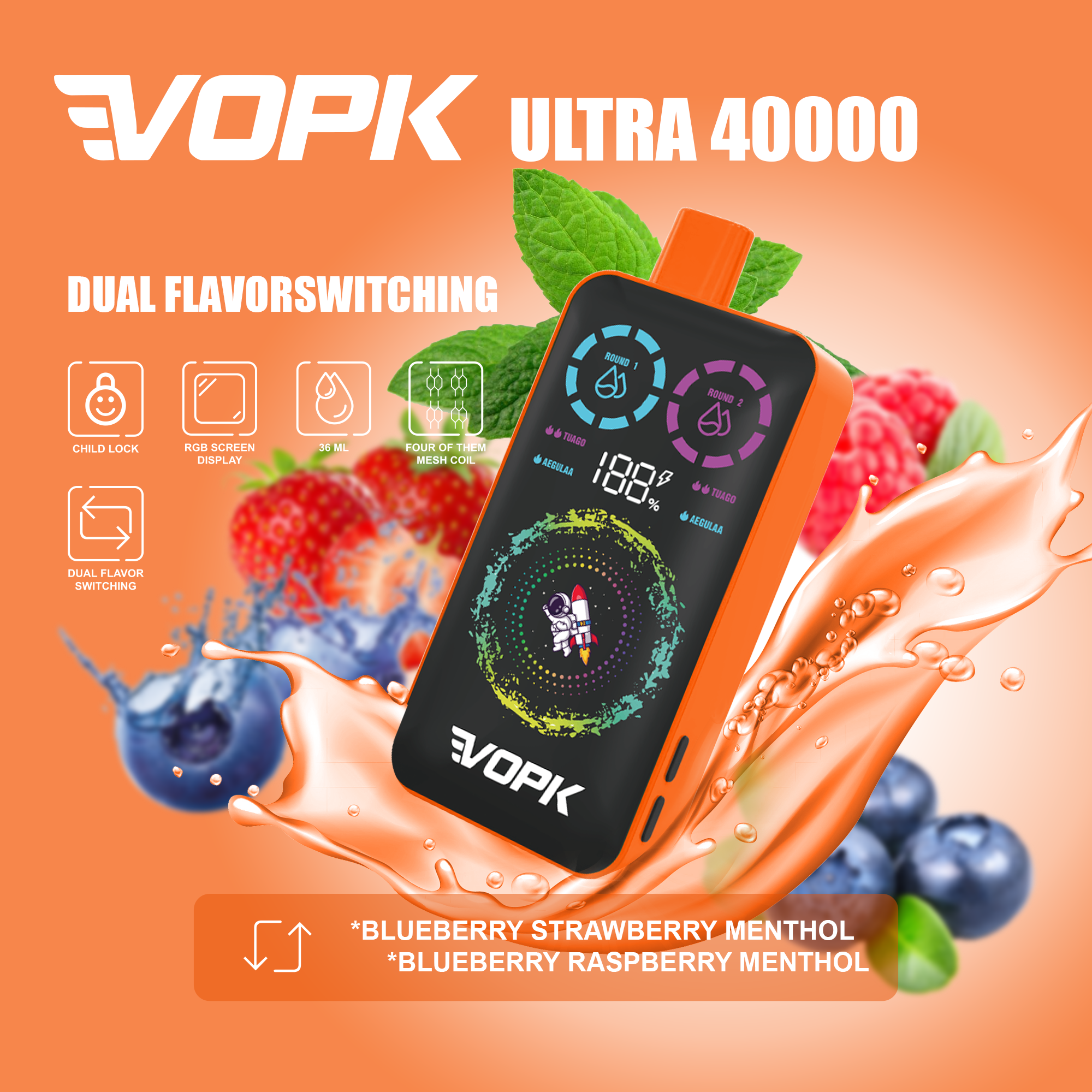 VOPK ULTRA 40000 Puffs Double Taste jednorazowe Vape - zaawansowane funkcje dla maksymalnej przyjemności B