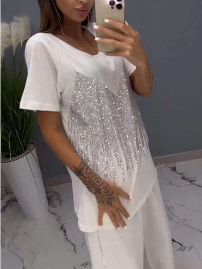 Conjunto de duas peças Hot Diamond casual top