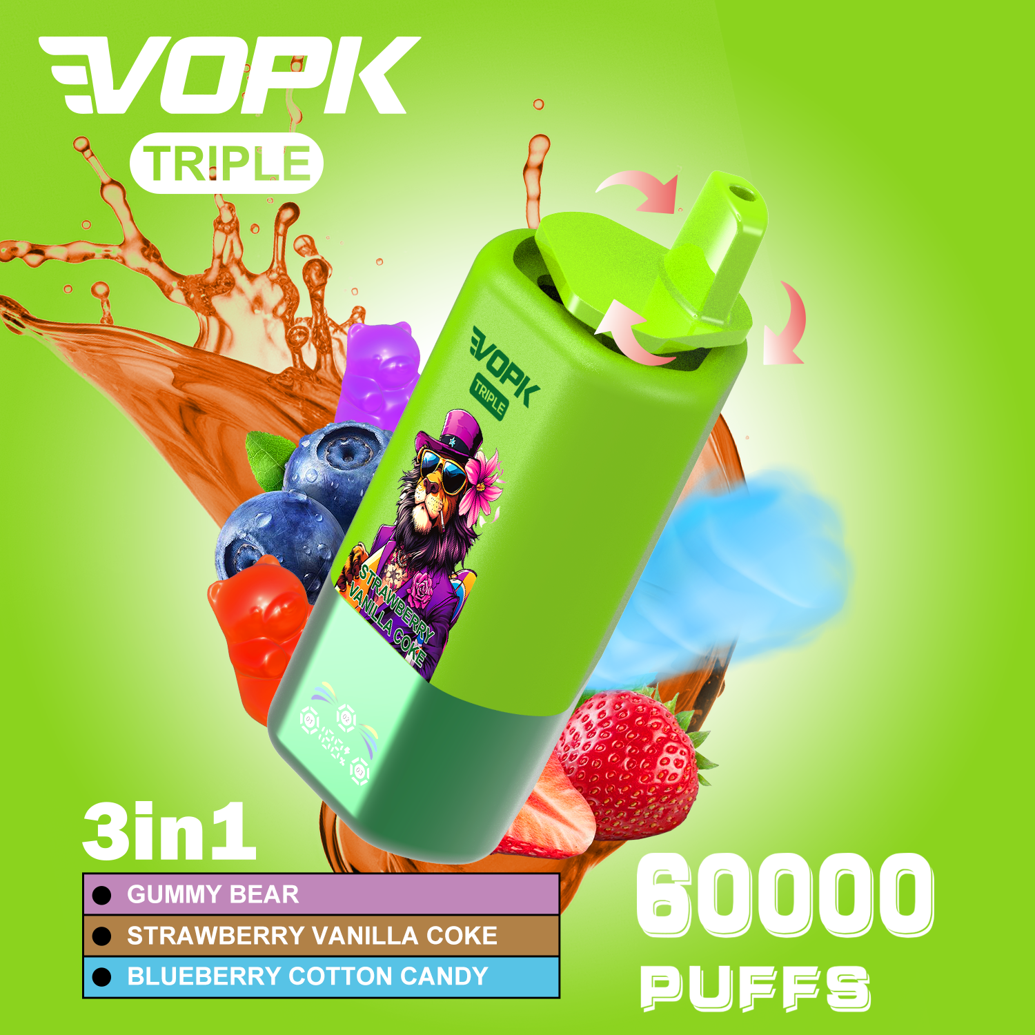 VOPK TRIPLE Triple Flavors 60000 Puffs Disposable Vape