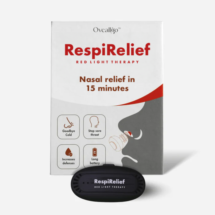 Instrumento de terapia nasal com luz vermelha Oveallgo™ RespiRelief