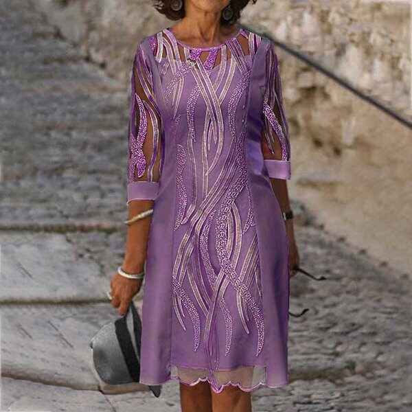 Šaty s kulatým výstřihem s krajkou