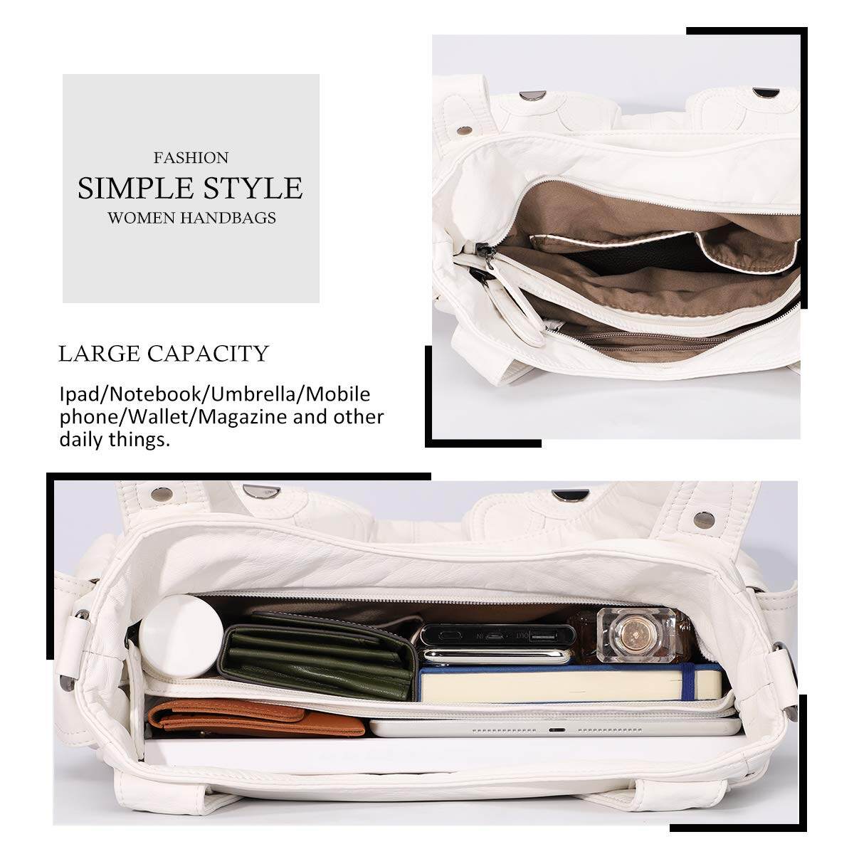 Bolsa de couro premium com muitos bolsos