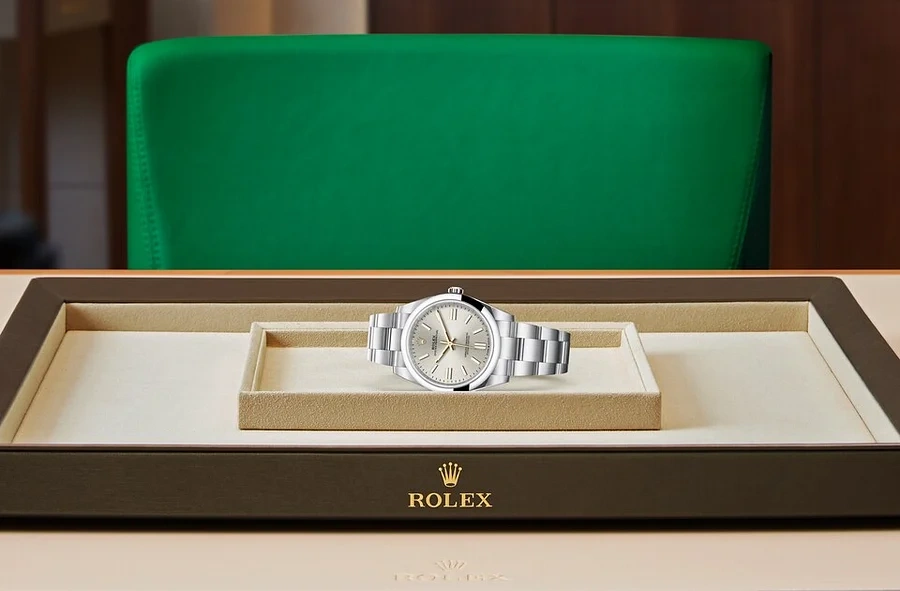 Rolex 124300 Oyster-Perpetual Prata - Novo