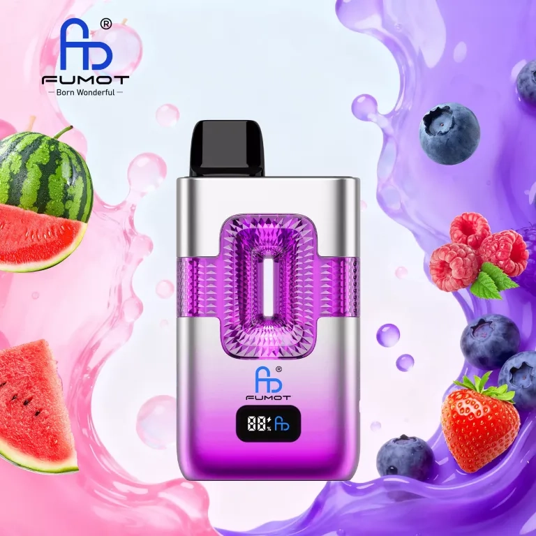 FUMOT ECO 2IN1 50K is a high-capacity rechargeable disposable vape Vimto & Watermelon Bubblegum