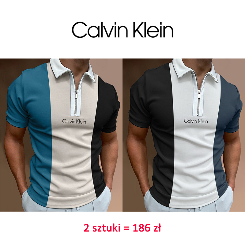 Calvin Klein ® Kontrastowa kolorowa swobodna koszulka polo , 2 sztuki