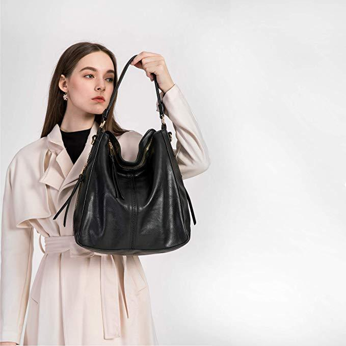 Carteira feminina de couro vintage com borla