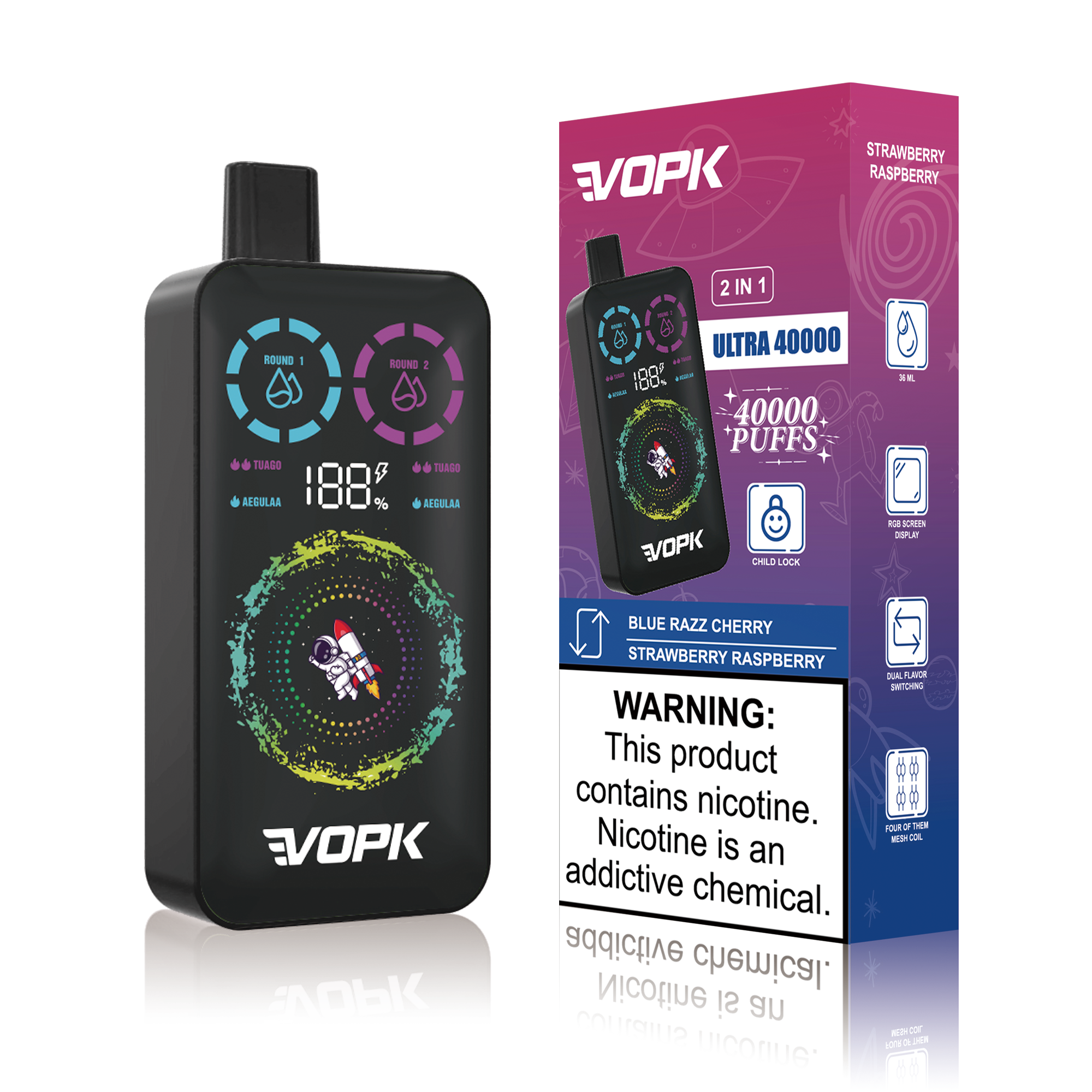 VOPK ULTRA 40000 Puffs Double Taste jednorazowe Vape - zaawansowane funkcje dla maksymalnej przyjemności z użytkowania
