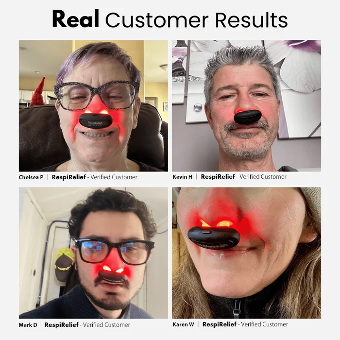 Instrumento de terapia nasal com luz vermelha Oveallgo™ RespiRelief